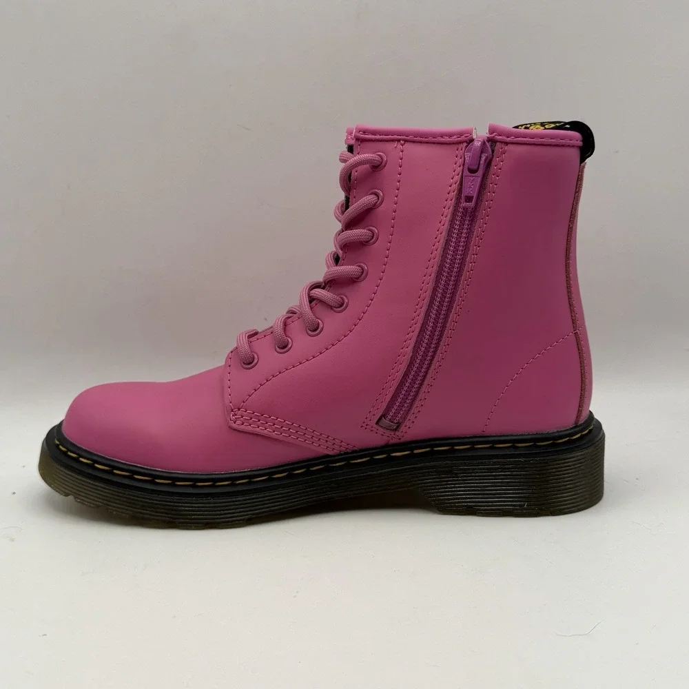 Dr Martens Hot Pink‎ Combat Boots Leather 1460 J Thrift Pink Girls Sz 4 Boys 3